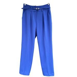 New York & Company Womens Periwinkle Blue Belted Dress Pants Size L Professional